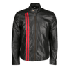 Men's Classic Red Striped Biker Leather Jacket