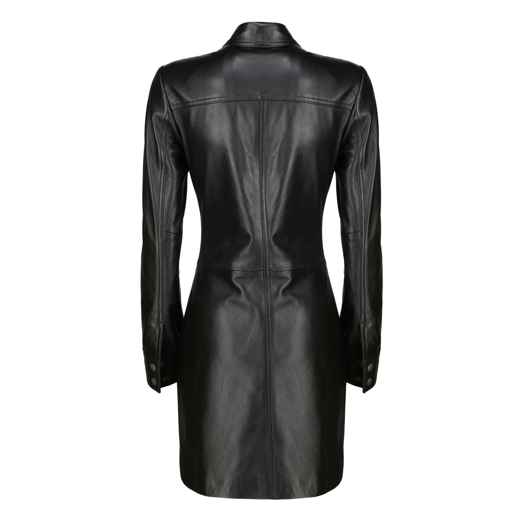 millie bobby brown black leather dress Brown's Dress– The Leather Harbour Size:M/L 8-12