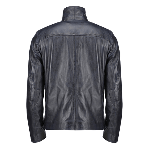 TLH Navy Men's Leather Jacket