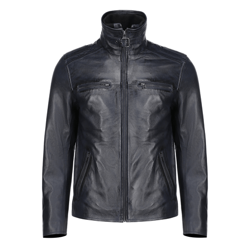 TLH Navy Men's Leather Jacket