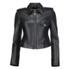 Cropped Collared Leather Jacket