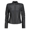 Women's Charcoal Grey Cafe Racer Leather Jacket