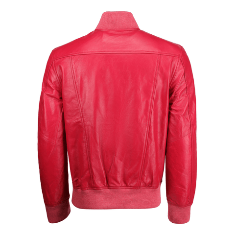 Men's Fashion Red Bomber Leather Jacket