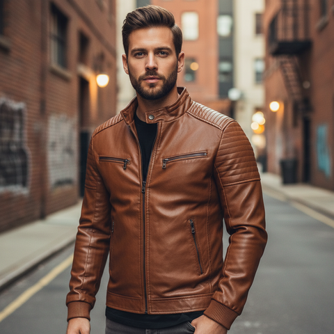 Men's Street Casual Brown Leather Jacket