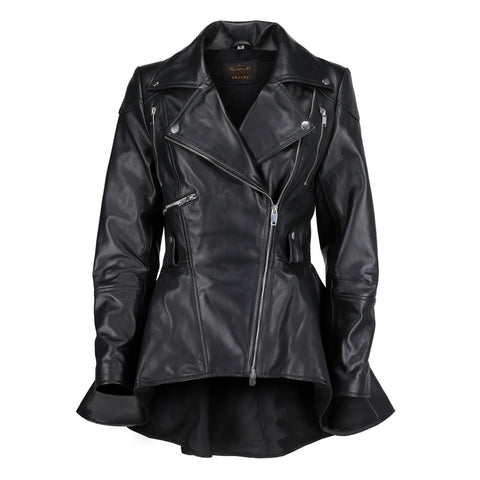 Asymmetric Zip Peplum Jacket
