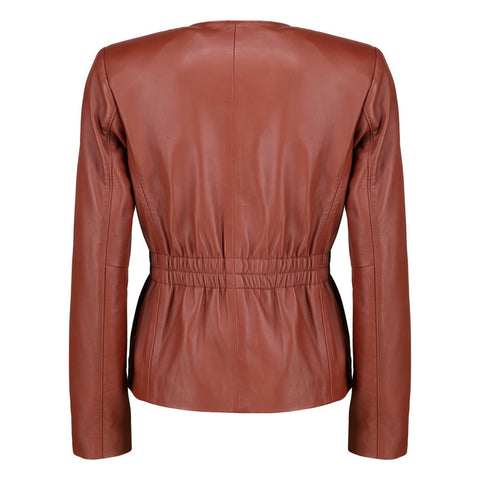 Millie Bobby inspired brown leather jacket