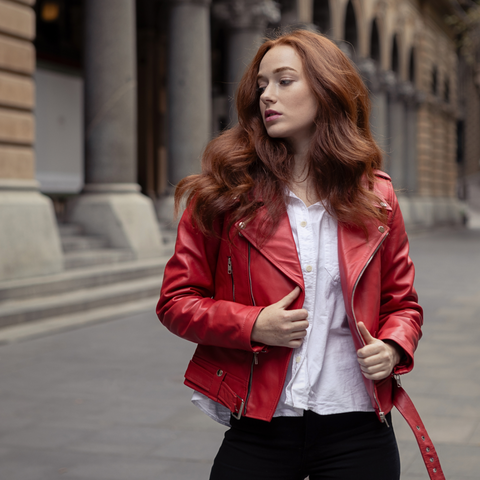 Cool Red Women's Leather Jacket