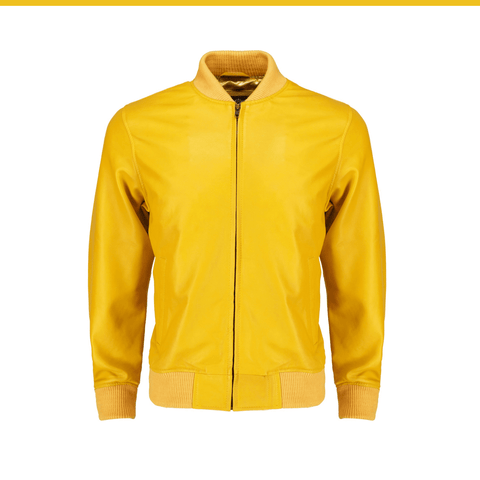 Casual Yellow Leather Jacket