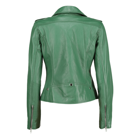 Women's Elegant Green Biker Leather Jacket