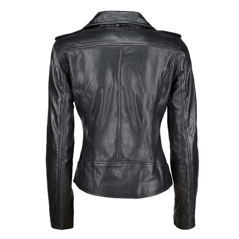 Women's Black Asymmetrical Biker Leather Jacket