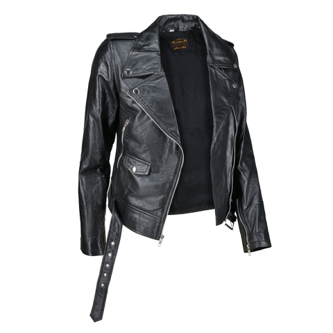 Women's Black Asymmetrical Biker Leather Jacket