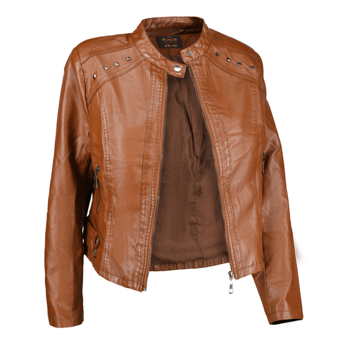 Women's Brown Belted Leather Jacket