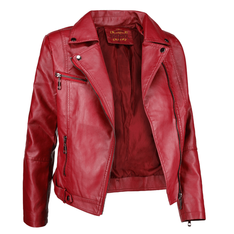 Women's Maroon Stylish Leather Jacket