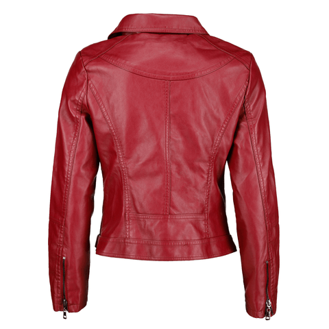 Women's Maroon Stylish Leather Jacket