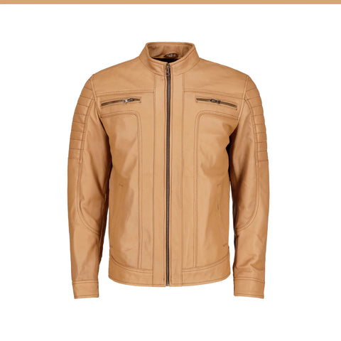 Beige Biker Leather Jacket