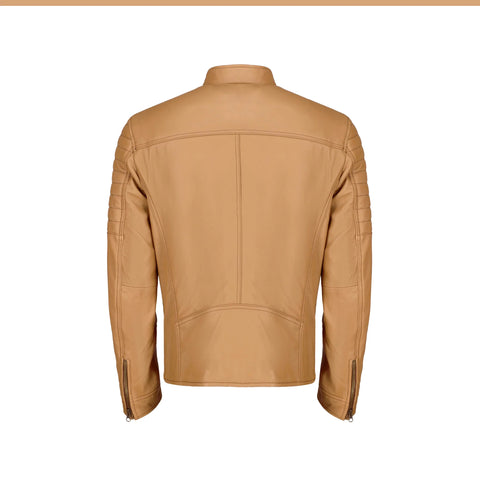 Beige Biker Leather Jacket