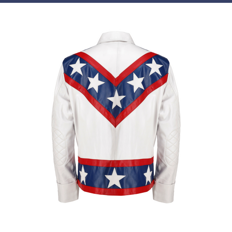 Evel Knievel Motorcycle White Leather Jacket