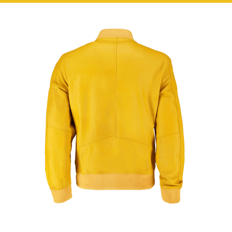 Casual Yellow Leather Jacket
