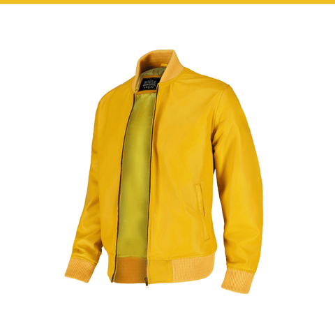 Casual Yellow Leather Jacket