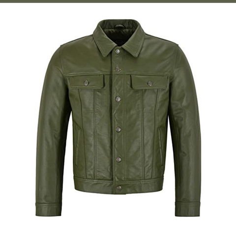 Men's new Olive Leather Jacket