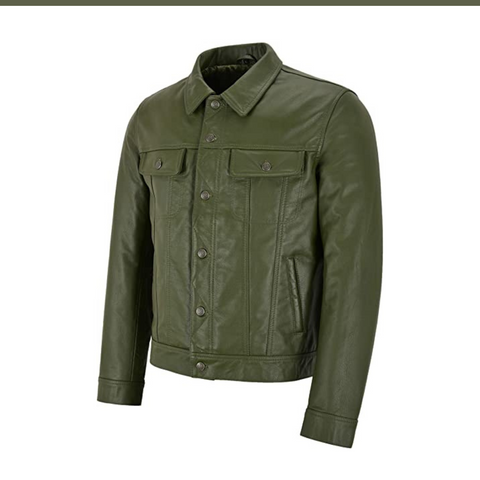 Men's new Olive Leather Jacket