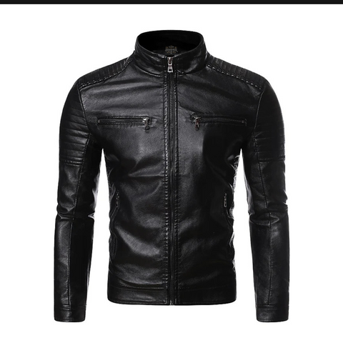 Men's Street Casual Black Leather Jacket