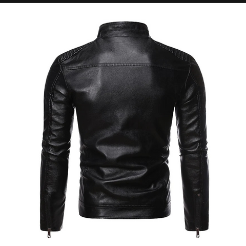 Men's Street Casual Black Leather Jacket