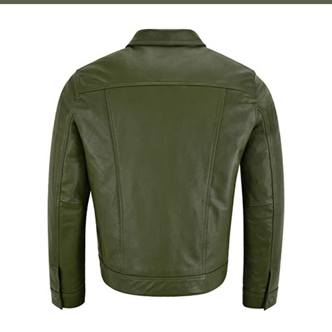 Men's new Olive Leather Jacket