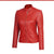 Women’s Red Quilted Racer Leather Jacket