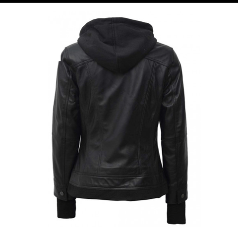 Women’s Hooded Leather Jacket